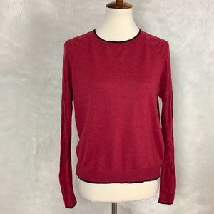 Smartwool Edgewood Crew Floral Textured Red Wool Blend Knit Sweater S